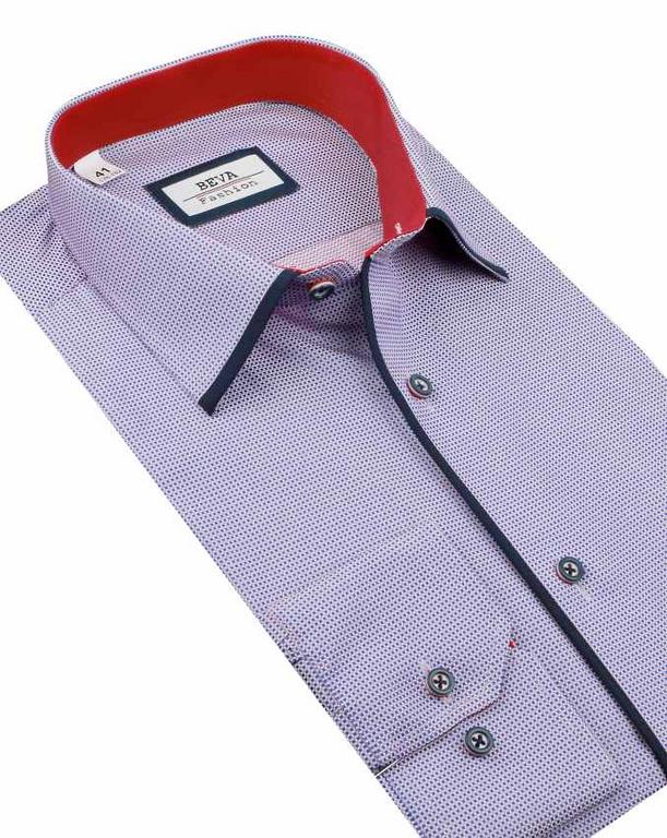 Pánska slim košeľa BEVA drobné kocky 43