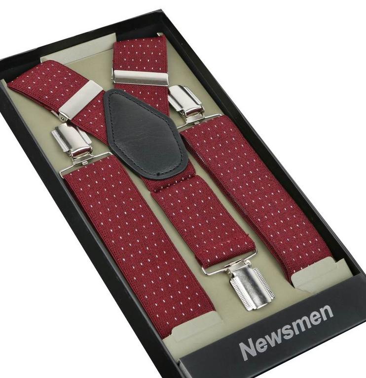 Pánske traky NEWSMEN bordové s bielym vzorom