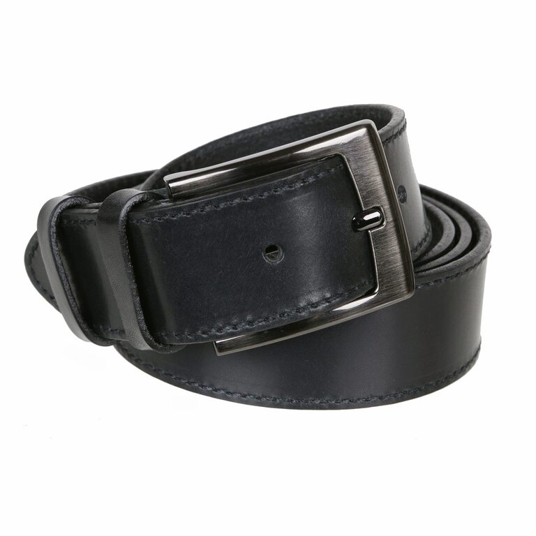 Čierny kožený opasok štepovaný MERCUCIO š 4 cm 110