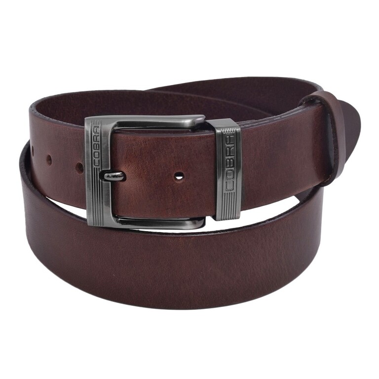 Kožený opasok do džínsov COBRA hnedý tmavý 4 cm 120